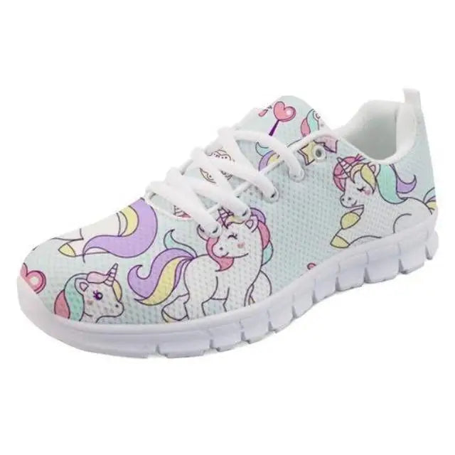 Kawaii Blue Rainbow Unicorn Shoes Sneakers Athletic Footwear Cute Pastel Fairy Kei Style
