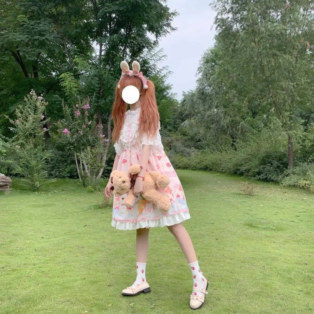 Red Bunny Parade Traditional JSK Lolita Dress for Girly Girls - Cosparty