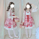 Red Bunny Rabbit Plaid Lolita Dress for Kawaii Princesses - Cosparty