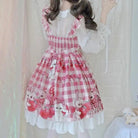 Red Bunny Rabbit Plaid Lolita Dress for Kawaii Princesses - Cosparty