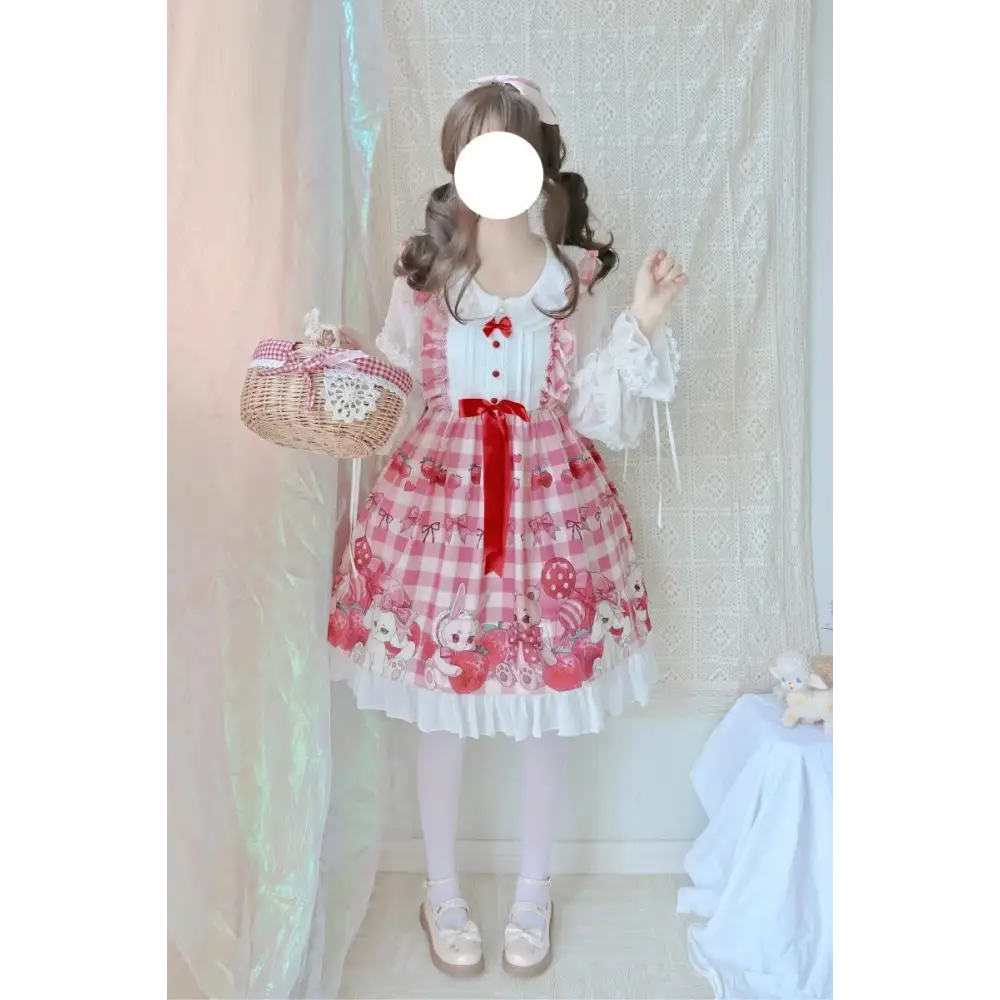 Red Bunny Rabbit Plaid Lolita Dress for Kawaii Princesses - lolita dress