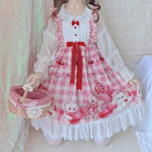 Red Bunny Rabbit Plaid Lolita Dress for Kawaii Princesses - Cosparty