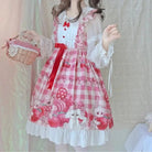 Red Bunny Rabbit Plaid Lolita Dress for Kawaii Princesses - Cosparty