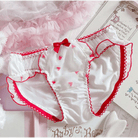 Red & White Seductive Panties with Ruffles and Cute Bows - Cosparty