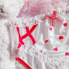 Red & White Seductive Panties with Ruffles and Cute Bows - Cosparty