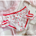 Red & White Lolita Panties - Love / M - panties, strawberries, strawberry, underwear, undies