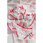 Red & White Seductive Panties with Ruffles and Cute Bows - underwear