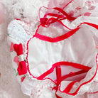 Red & White Seductive Panties with Ruffles and Cute Bows - underwear