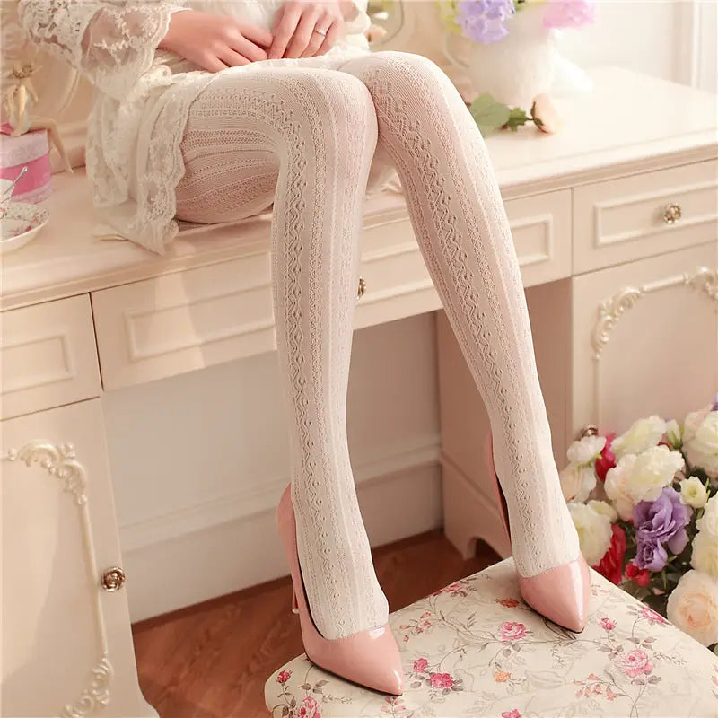 Regal Victorian Inspired Lace Tights for a Classic Look - Leggings