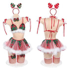 Reindeer Inspired Tutu Lingerie Set with Fur Trim and Antlers - lingerie