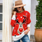 Reindeer Knit Christmas Crewneck Sweater for Holiday Cheer - Cosparty