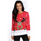 Reindeer Knit Christmas Crewneck Sweater for Holiday Cheer - sweater