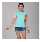 Retro 80s Patchwork Pastel - Kei Tee with Chest Pocket - Cosparty