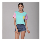 Retro 80s Patchwork Pastel - Kei Tee with Chest Pocket - Cosparty