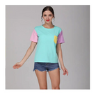 Retro 80s Patchwork Pastel-Kei Tee with Chest Pocket - Shirt