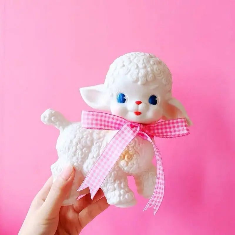 Retro Baby Lamb Rubber Toy for Vintage Cosparty Fun - Cosparty