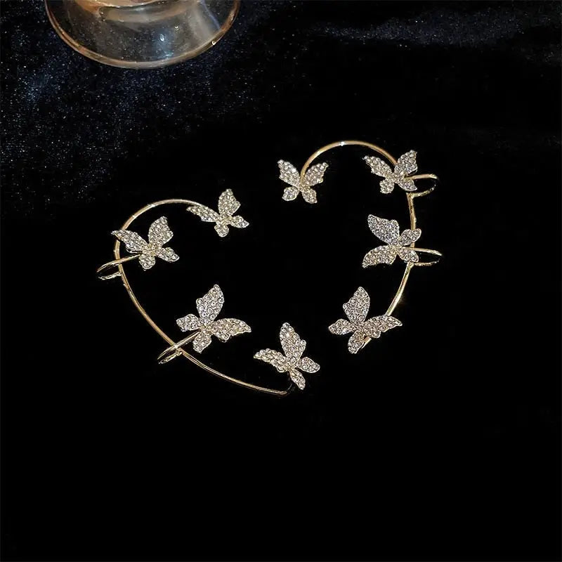 Rhinestone Butterfly Ear Cuffs for Kawaii Jewelry Collection - earrings