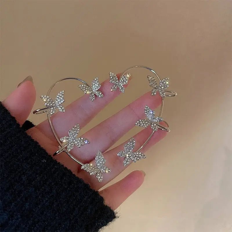 Rhinestone Butterfly Ear Cuffs for Kawaii Jewelry Collection - Cosparty