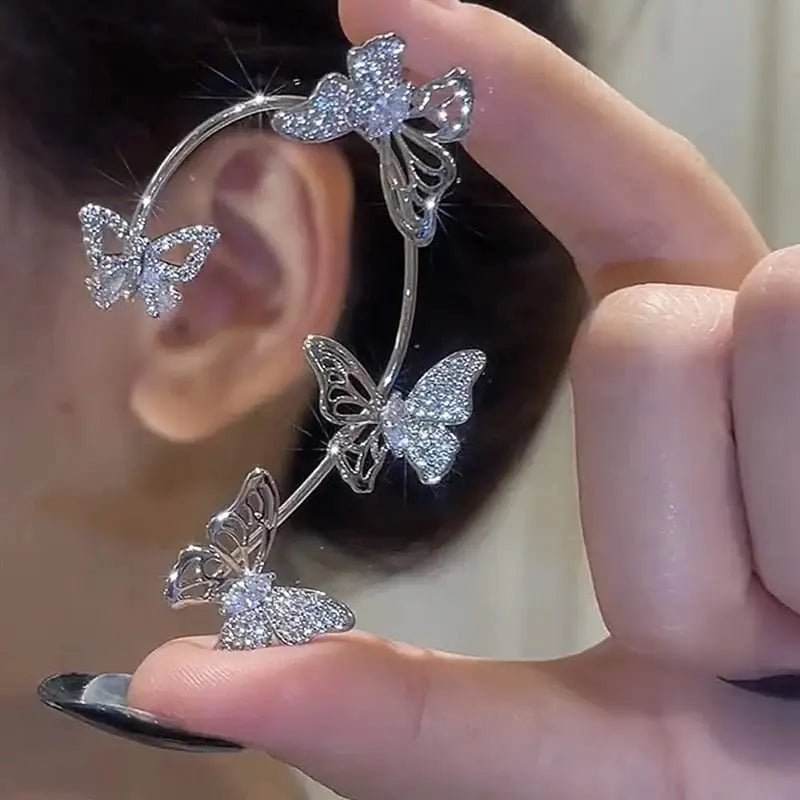 Rhinestone Butterfly Ear Cuffs for Kawaii Jewelry Collection - Cosparty