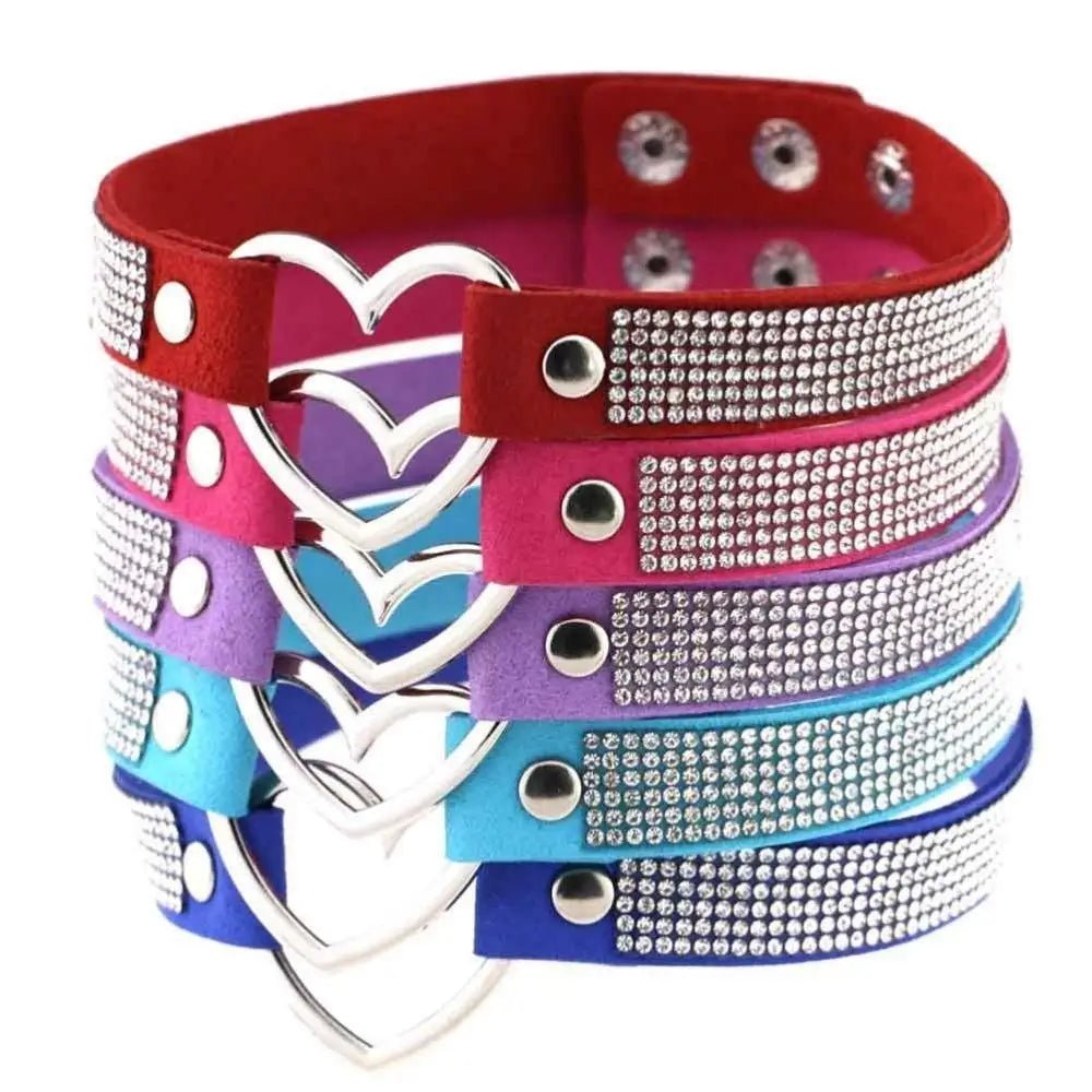 Rhinestone Heart Choker Necklace for Kawaii Aesthetic Princesses - Cosparty