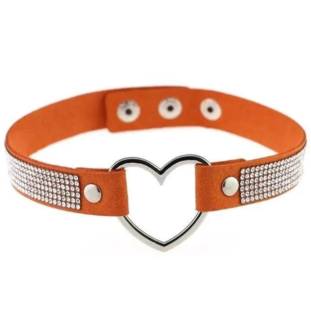 Orange Rhinestone Diamond Choker Kinky Collar Necklace BDSM Princess by DDLG Playground