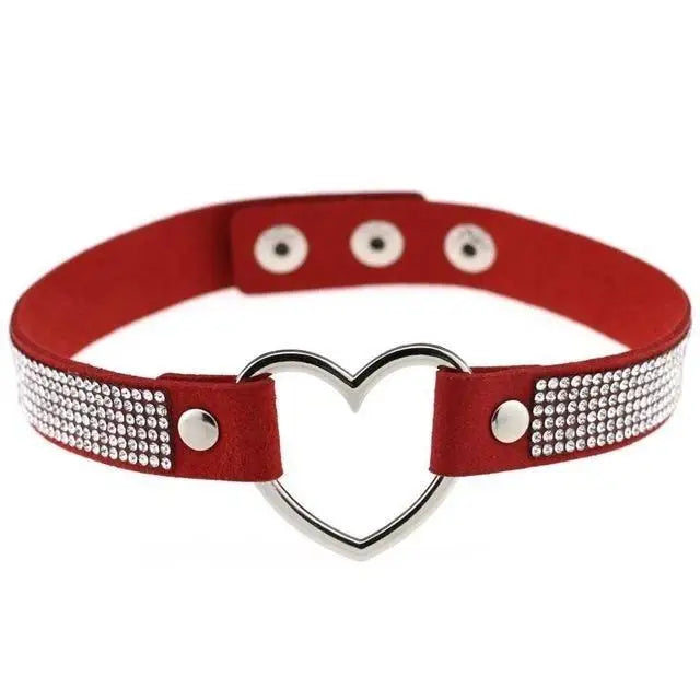 Red Rhinestone Diamond Choker Kinky Collar Necklace BDSM Princess by DDLG Playground