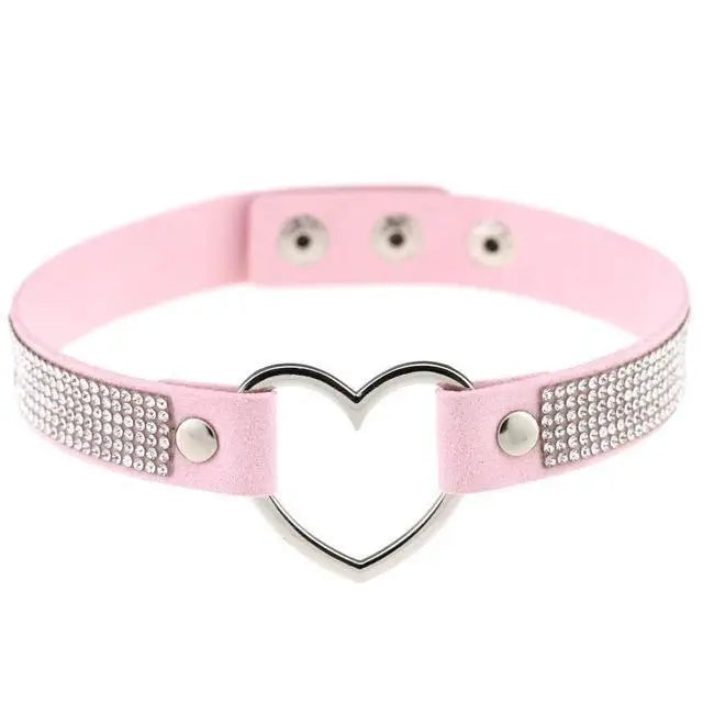 Pink Rhinestone Diamond Choker Kinky Collar Necklace BDSM Princess by DDLG Playground