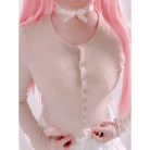 Ribbed Knit Cardigan Top for Angelcore and Fairycore Styles - Cosparty
