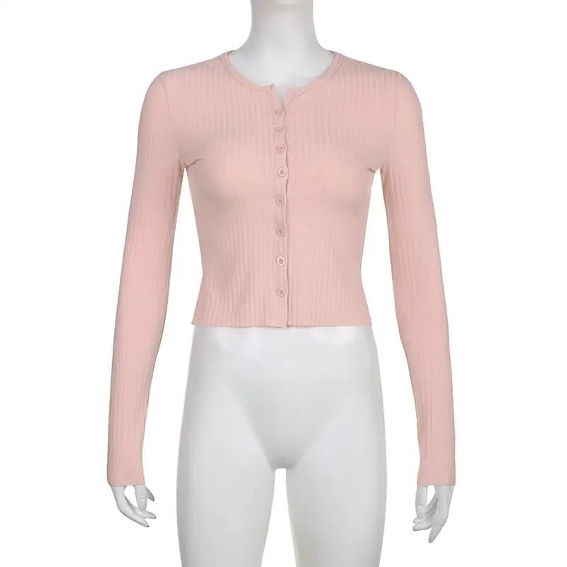 Ribbed Knit Cardigan Top for Angelcore and Fairycore Styles - Cosparty