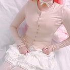 Ribbed Knit Cardigan Top for Angelcore and Fairycore Styles - shirt