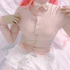 Ribbed Knit Cardigan Top for Angelcore and Fairycore Styles - shirt