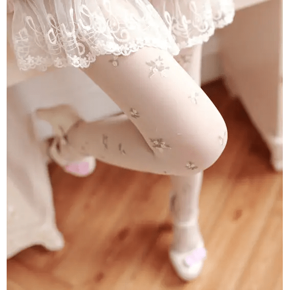 Rose Bud and Floral Embellished Nylon Leggings - Cosparty