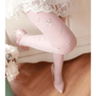 Rose Bud and Floral Embellished Nylon Leggings - Cosparty