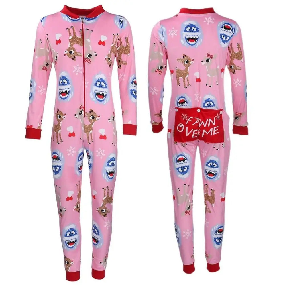 Rudolph-Inspired Fuzzy Long Sleeve Sleepwear for Winter Comfort - sleepwear