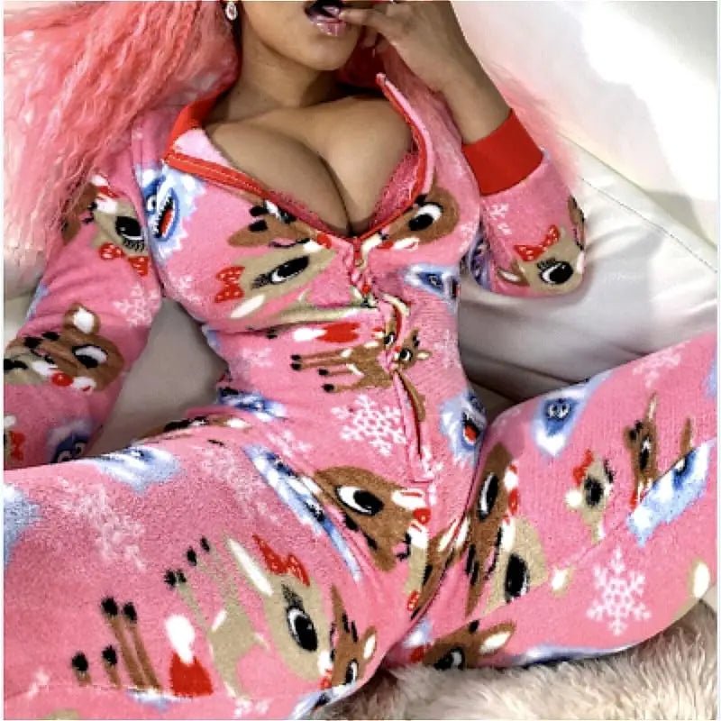 Rudolph - Inspired Fuzzy Long Sleeve Sleepwear for Winter Comfort - Cosparty