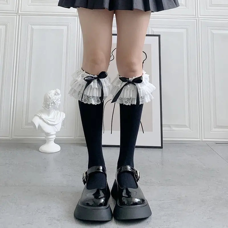 Ruffled Knee Socks for a Cute Kawaii and Fairycore Look - socks