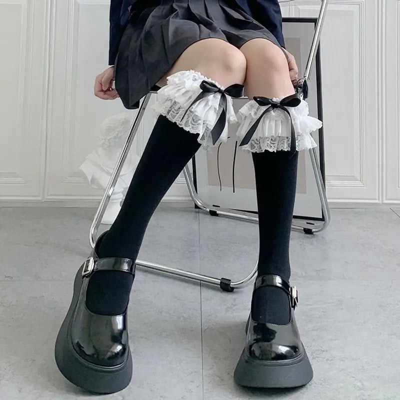 Ruffled Knee Socks for a Cute Kawaii and Fairycore Look - socks