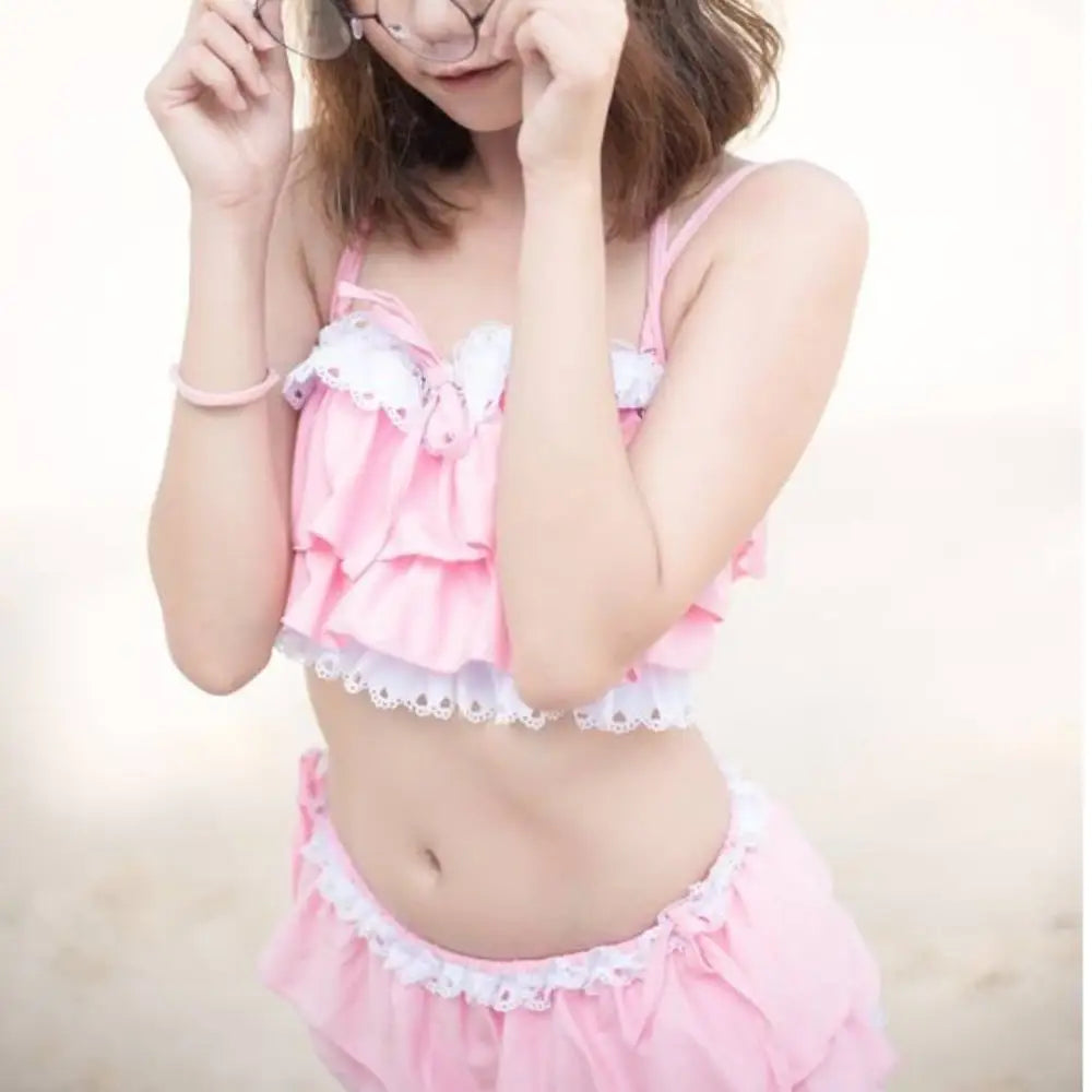 Ruffled Pink Princess Lingerie Set for Kawaii Beach Parties - lingerie