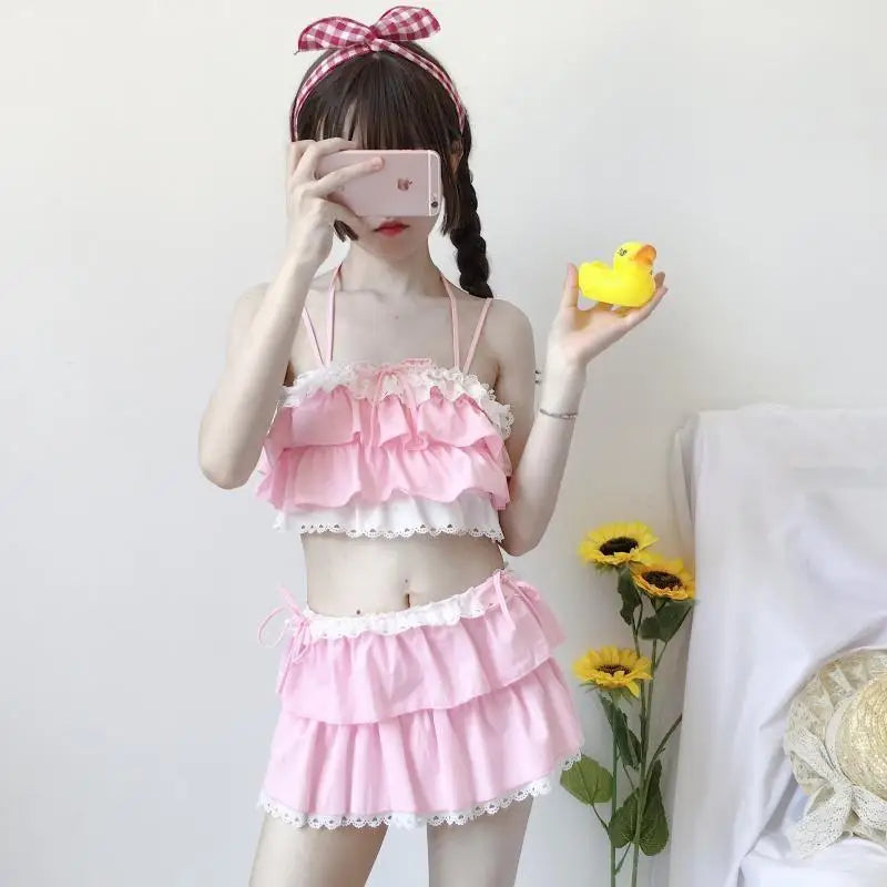 Ruffled Pink Princess Lingerie Set for Kawaii Beach Parties - lingerie