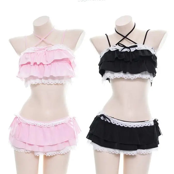 Ruffled Pink Princess Lingerie Set for Kawaii Beach Parties - lingerie