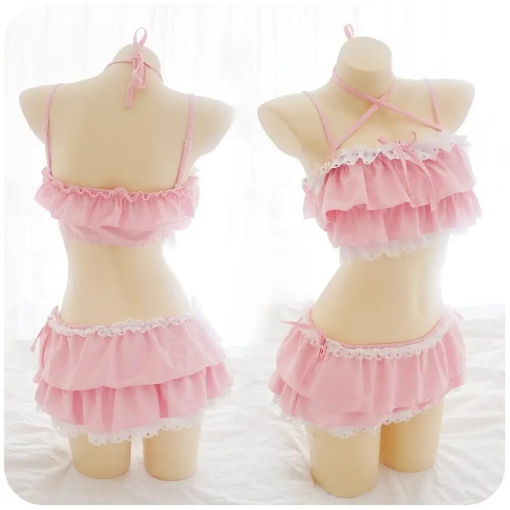 Ruffled Pink Princess Lingerie Set for Kawaii Beach Parties - Cosparty