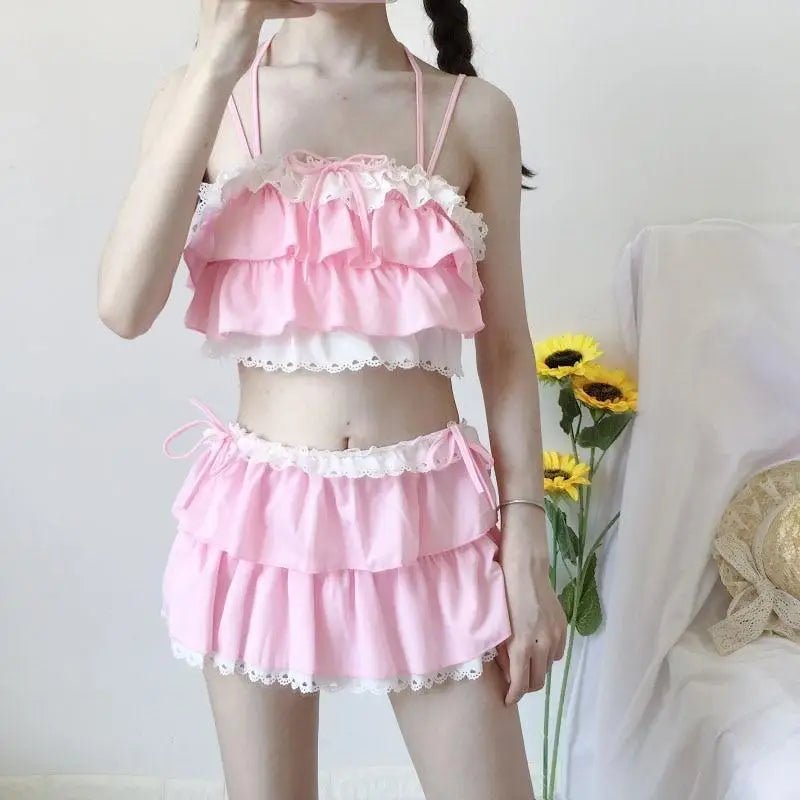 Ruffled Pink Princess Lingerie Set for Kawaii Beach Parties - Cosparty