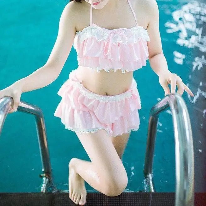 Ruffled Pink Princess Lingerie Set for Kawaii Beach Parties - Cosparty