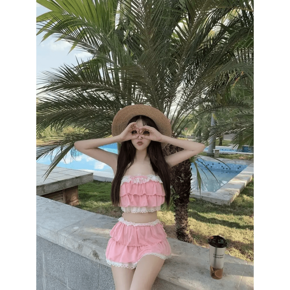 Ruffled Pink Princess Lingerie Set for Kawaii Beach Parties - Cosparty