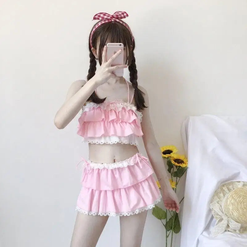 Ruffled Pink Princess Lingerie Set for Kawaii Beach Parties - lingerie