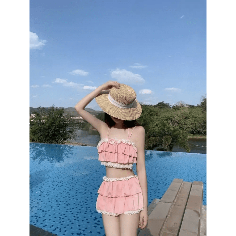 Ruffled Pink Princess Lingerie Set for Kawaii Beach Parties - Cosparty