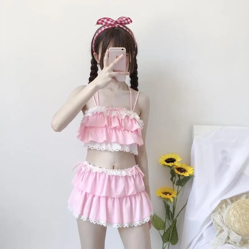 Ruffled Pink Princess Lingerie Set for Kawaii Beach Parties - Cosparty