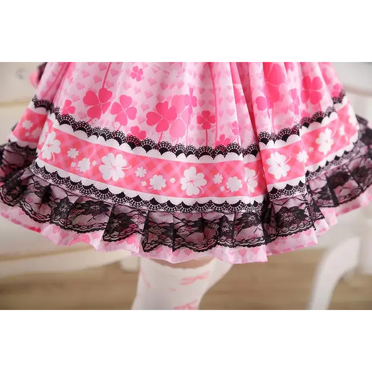 Ruffled Pink Princess Skirt with Floral Pattern for Elegant Style - Skirts