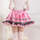 Ruffled Pink Princess Skirt with Floral Pattern for Elegant Style - Cosparty