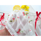 Ruffled Strawberry Patterned Underwear with Lace Trim and Ribbons - underwear